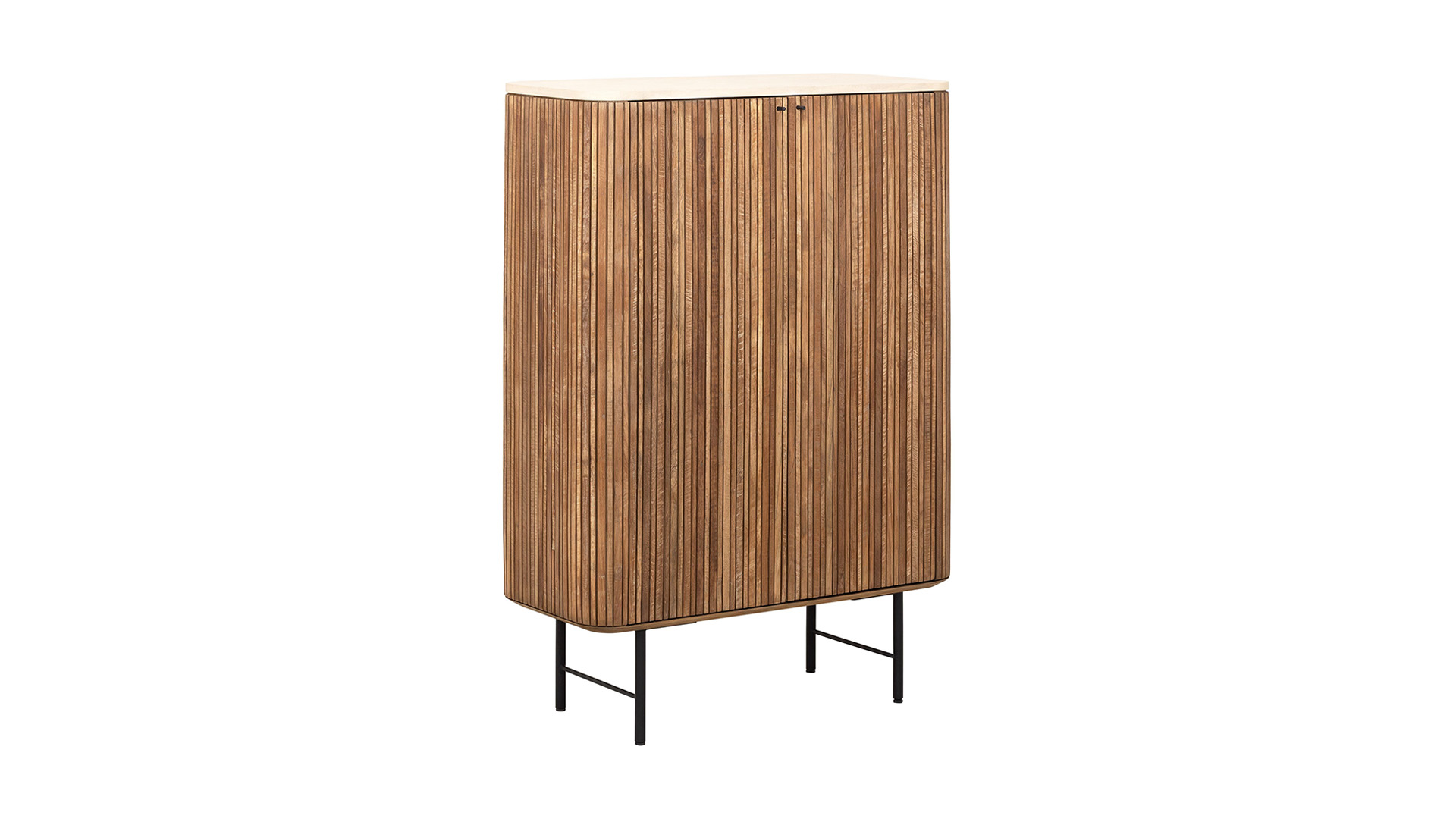 Lagoon Barkast 2 Deuren - Recup Teak - Mortex - Zwart Metalen Poten